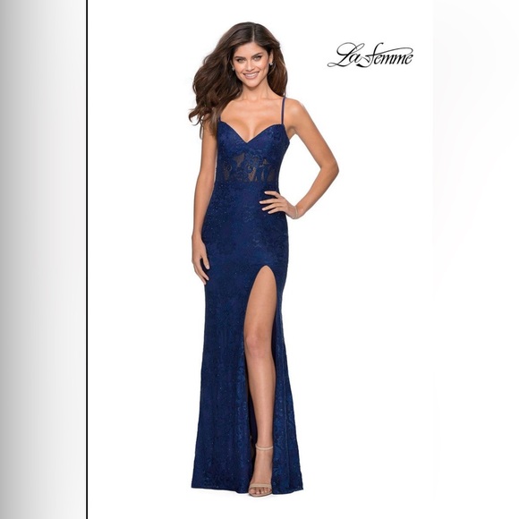 La Femme Dresses & Skirts - La Femme Navy Prom Dress